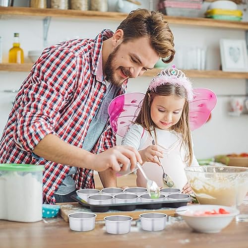 Vista 9 de HomeMall Molde redondo de aluminio de 4 pulgadas, 8 piezas antiadherentes Mini Cake Pan para hornear – Juego de sartenes para hornear pasteles