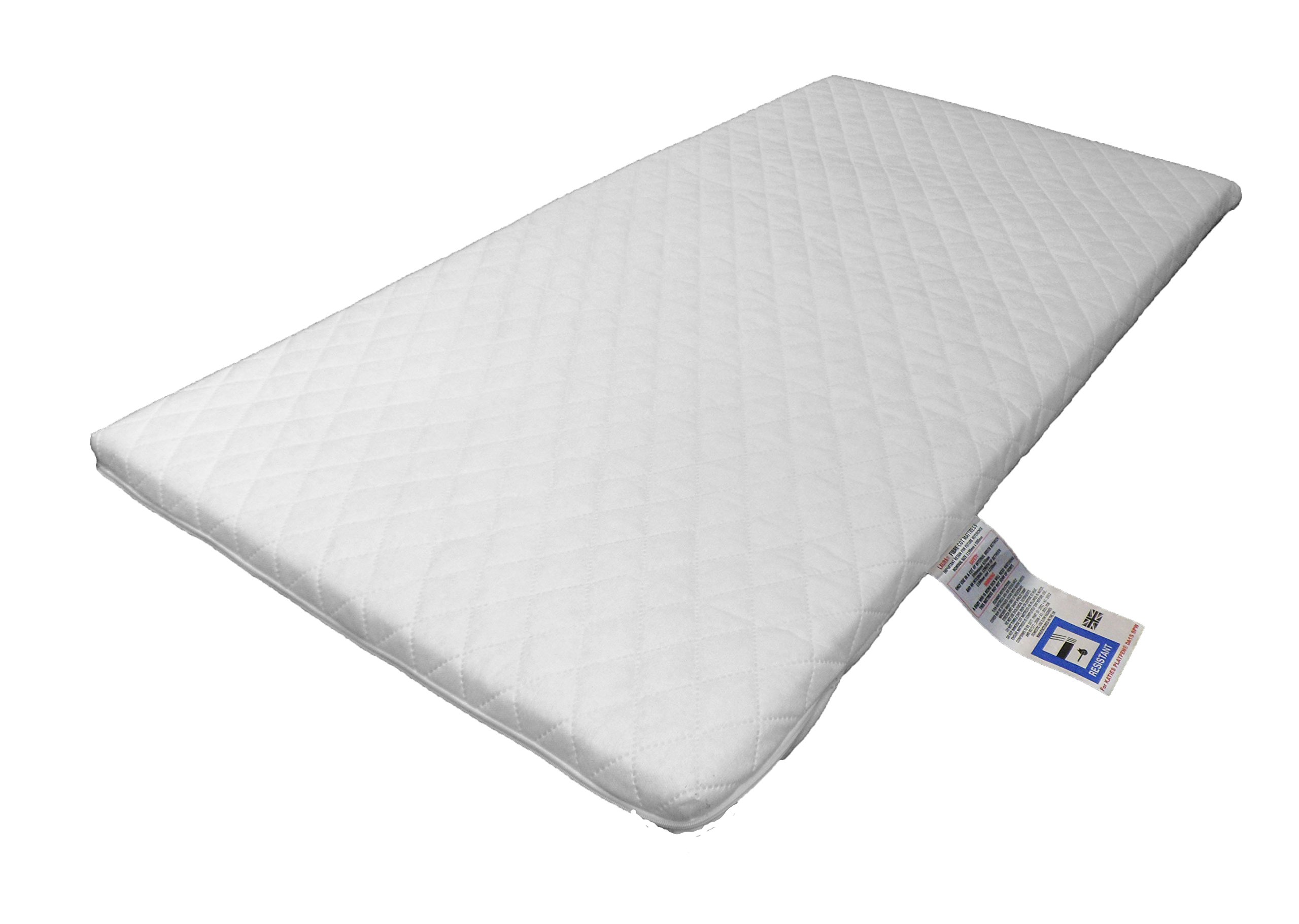 LAURA® Deluxe Hypo-Allergenic Eco Air Flow Quilted Dual Sided Travel Cot Fibre Mattress 119 x 59cm x 5cm Thick British Made