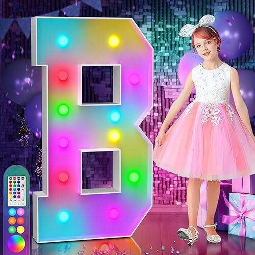 imprsv Letras coloridas de marquesina de 4 pies con luz B, letras del alfabeto iluminadas en 18 colores con control remoto, letras de bebé para baby