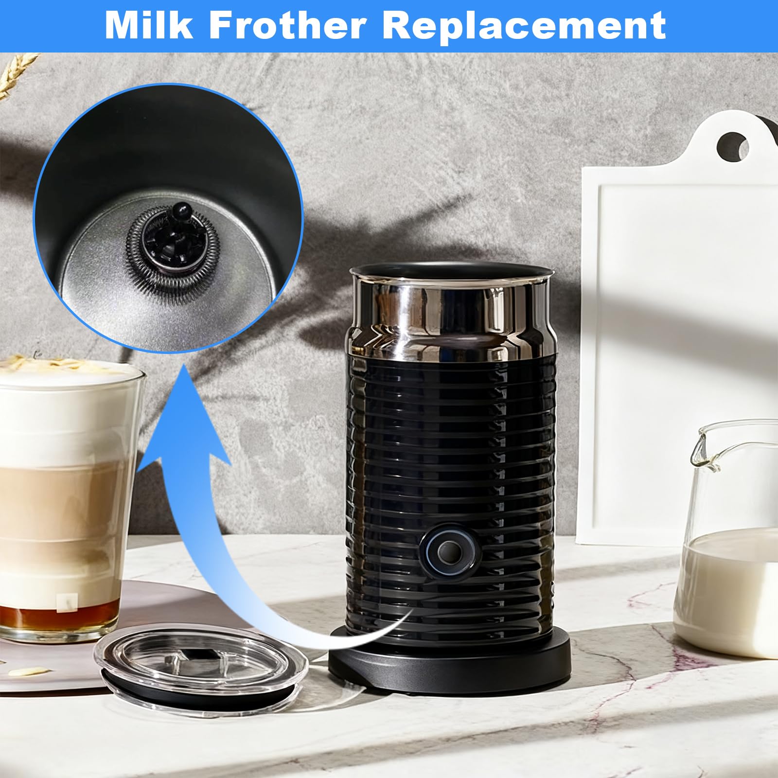 Zestaw wymienny do spieniacza do mleka Nespresso Aeroccino 3, 4 trzepaczki do spieniania mleka, cappuccino, latte macchiato i gorącego mleka lub kakao