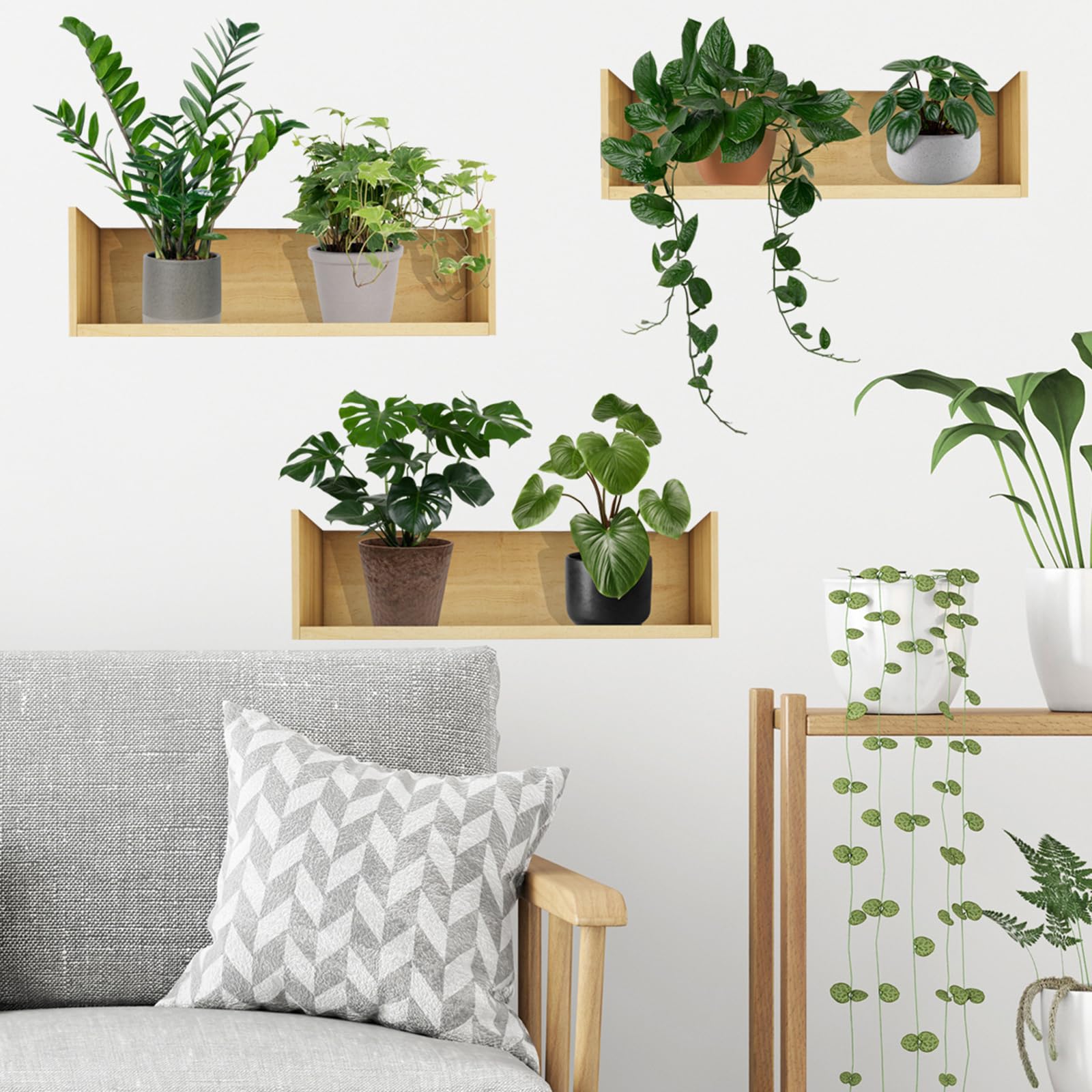 Calcomanías de pared de plantas verdes en 3D, bonsái, plantas tropicales, vinilo creativo para despegar y pegar, decoración de pared extraíble para oficina, hogar, sala de estar, dormitorio (planta