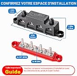 Spurtar Bus Bar Power Distribution Block with 4x M10 Terminal Studs, 3x #8 M4 Screws 250A 12V 24V 48V Battery Bus Bar for Car Truck RV ATV 16.5x3.4x4.8cm - Not for Tight Spaces - 2