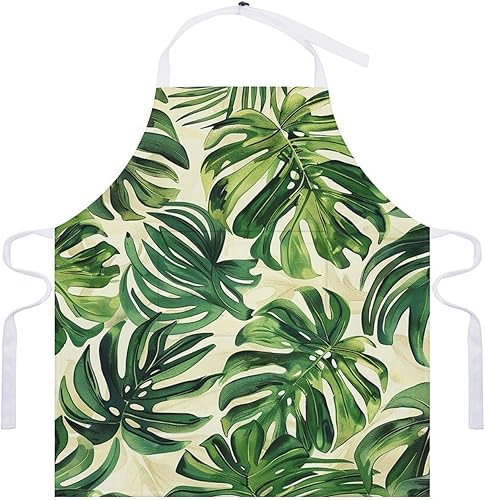 Miniatura 7 de MUSM Apron for Adults - 27.6 X 31.5 Inch, Heavy-Duty Polyester Aprons with Two Large Pockets, Waterproof Green And Beige Style Kitchen Apron for