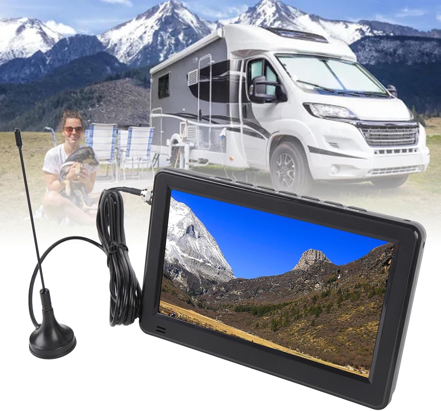 Jectse 6 Inch Portable Digital ATSC TV, Lightweight Compact LED Television with Built in USB and Memory Card Slot, for Car Camping Outdoor Activities