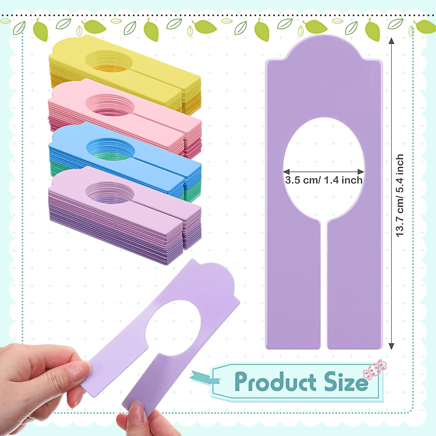 Sintuff 64 Pcs Hanging Closet Size Dividers Clothing Rack Dividers Rectangular Reusable Closet Separators for Clothing Racks Retail (Multicolor)