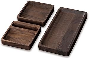 Hananu Homes: Walnut Wood Tray Desk Organizer Set