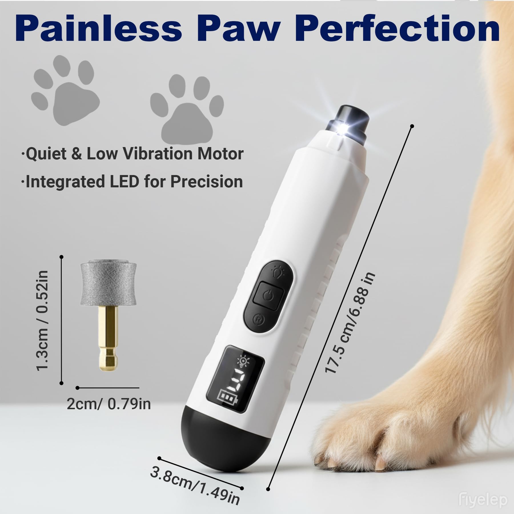 BULLIX 2026 Upgraded Silent Groom Pro Nail Grinder, Cordless Grooming Pro Nail Grinder for Dogs with 5-Speed & Led Light, Rechargeable USB Charging & 2 Grinding Wheels for Dogs and Cats - image 7