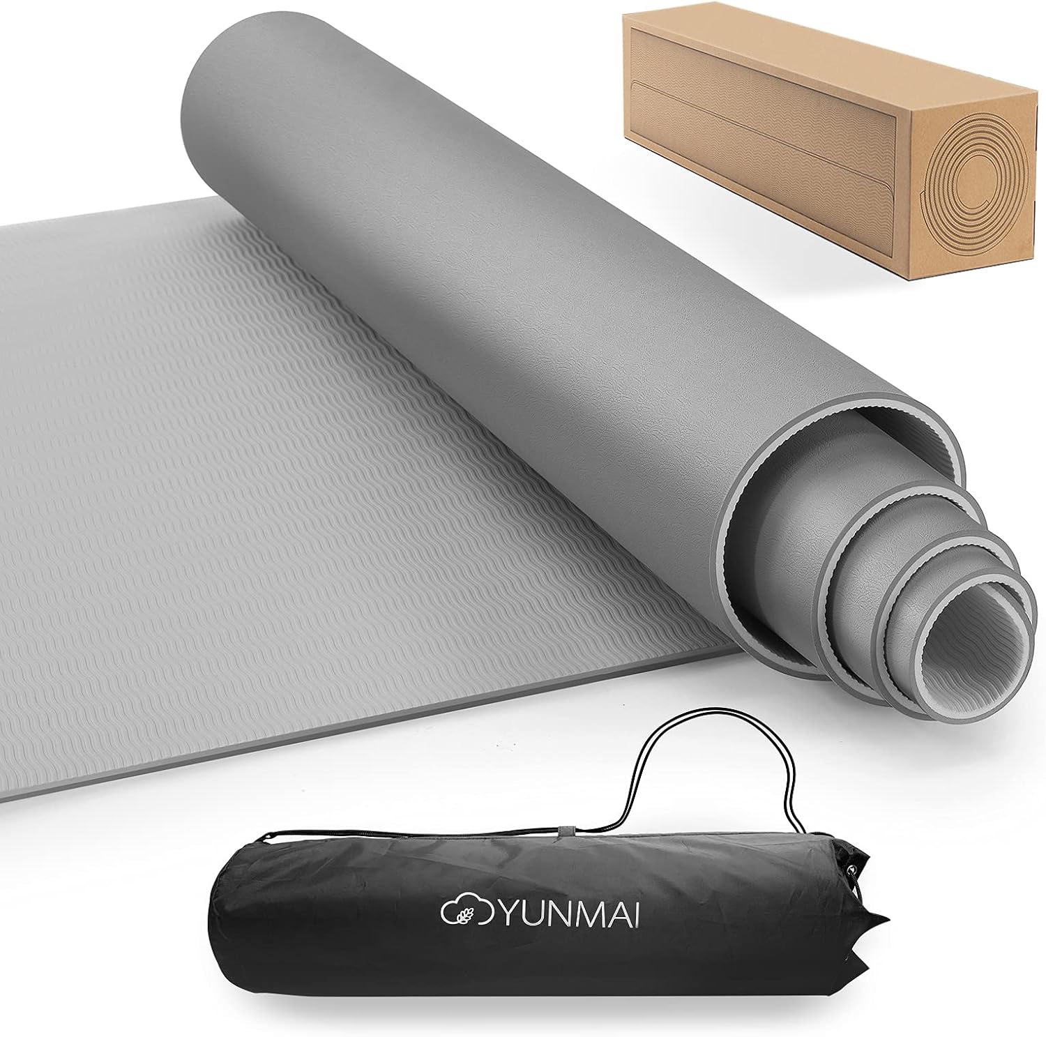 YUNMAI Yoga Mat Non Slip, ECO Friendly TPE Fitness Exercise Mat with Carrying Bag, 1/4 Inch Extra Thick Double-Sided Yoga Mat, 72” X 24” Workout Mats for Women & Men Home Yoga Pilates