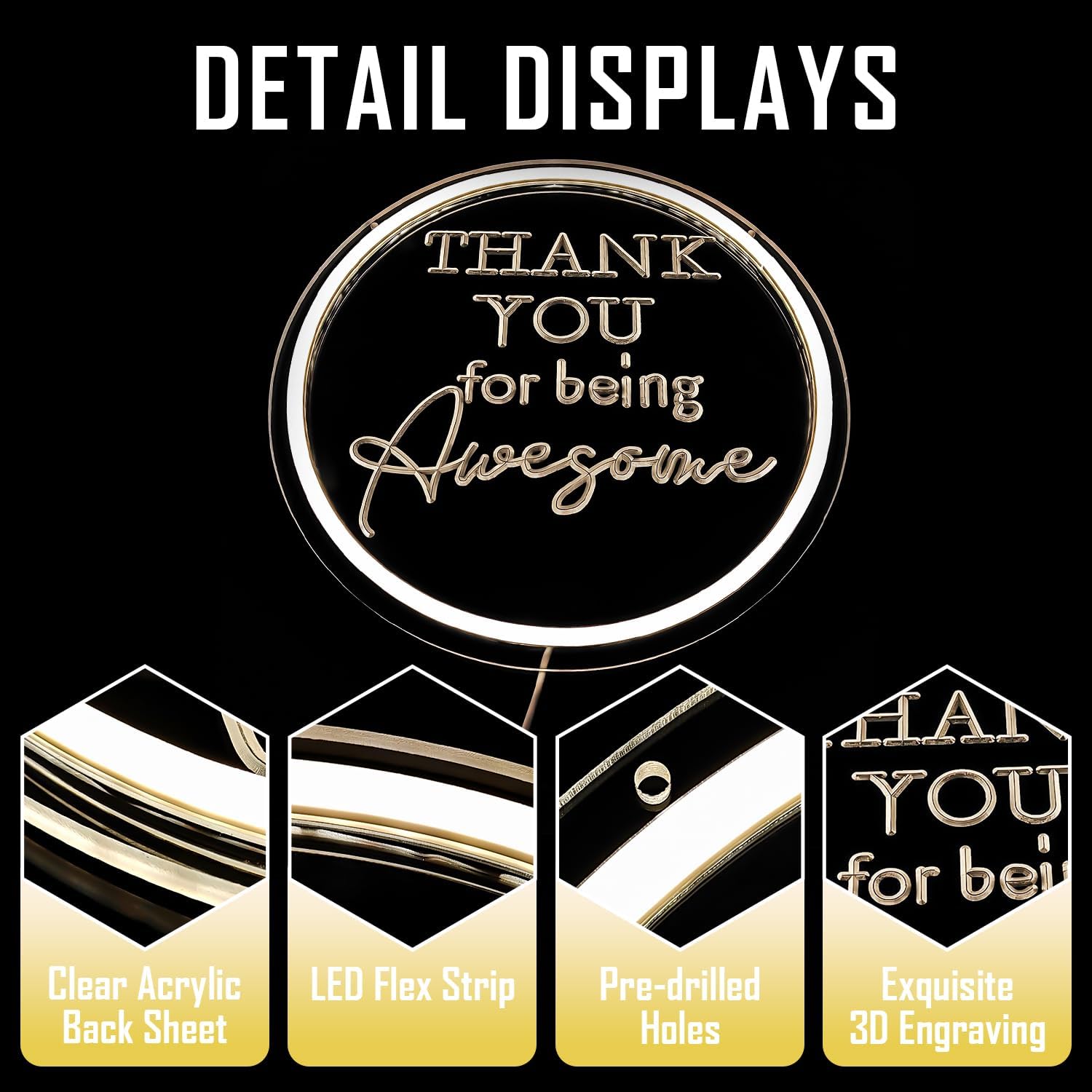Thank You for Being Awesome Neon Sign Employee Appreciation Gifts Led Sign Dimmable Thank You Neon Light Up Sign Thank You Gifts for Women Coworkers Employees Staff