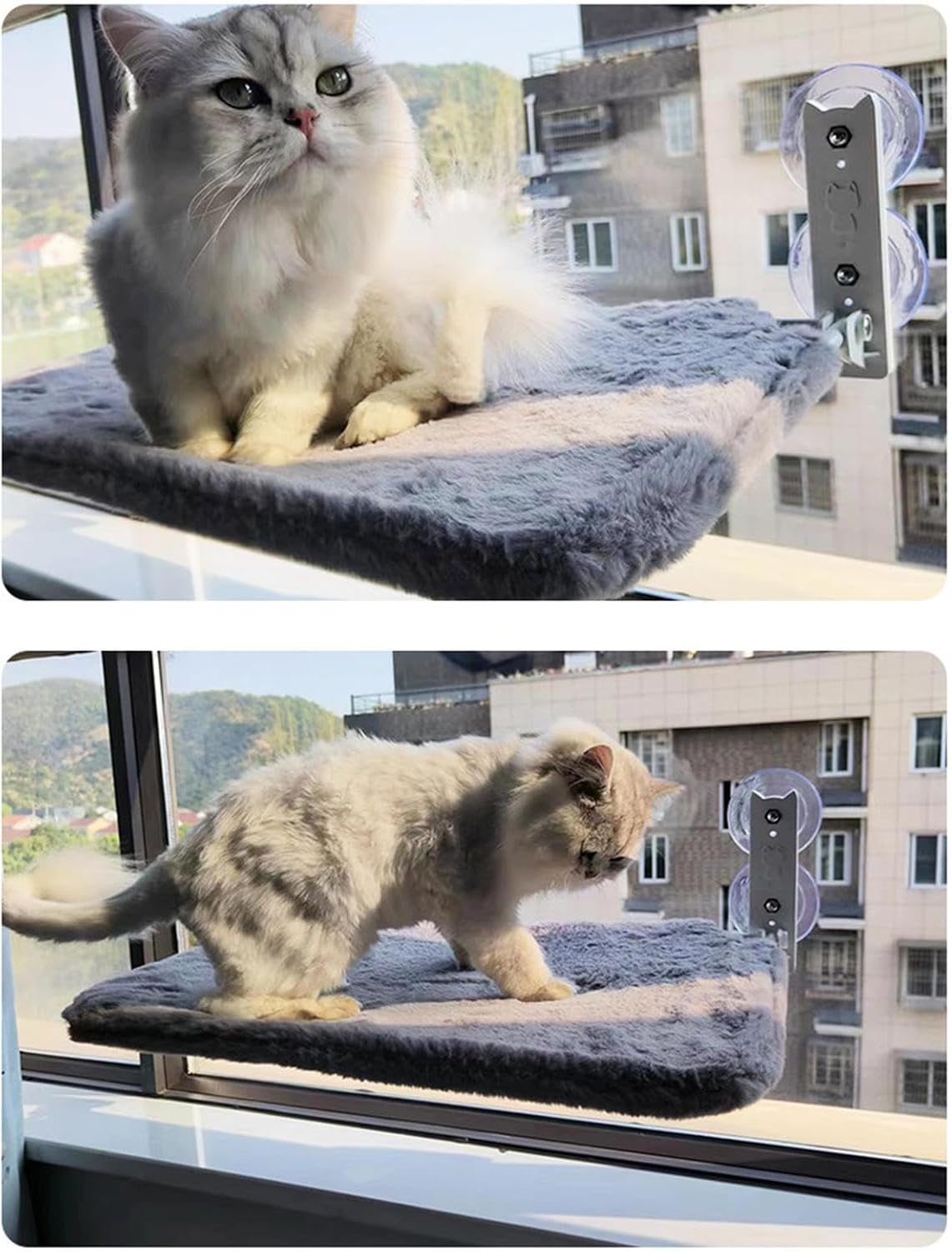 VIDECOR Cat Window Bed Hammock for Indoor Cats - Foldable Cat Window Perch w/Reversible Mat, Upgrade Strong Suction Cups Sturdy Holds Up,30 * 50cm