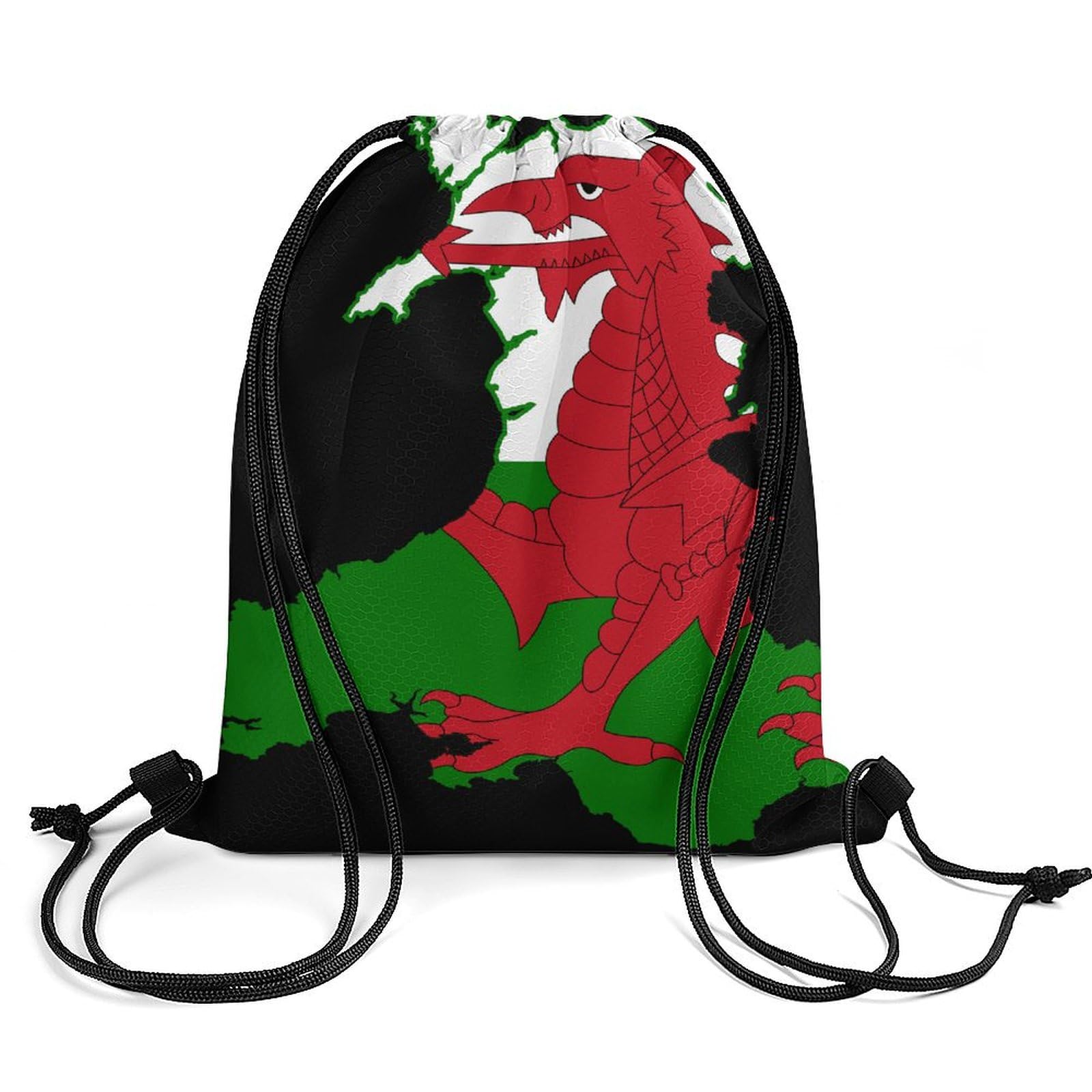 Flag Map of Wales Drawstring Backpack Durable Sport Gym Bags Daypack for Men Women 35 * 42cm