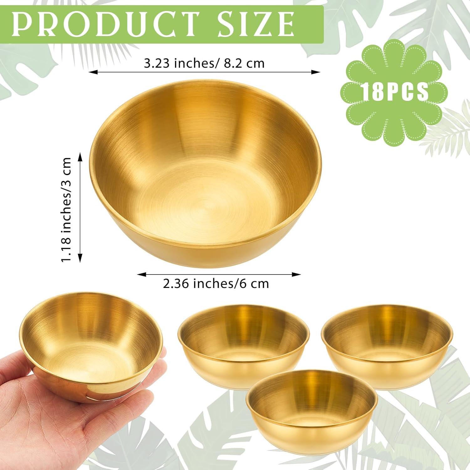 Teenyyou 18 Pcs 3. 23 In DIY Face Mask Mixing Bowl Stainless Steel Esthetician Facial Mask Bowl Facial Small Mixing Esthetician Supplies for Lady Women Skincare Home Salon Cosmetic Beauty (Gold)
