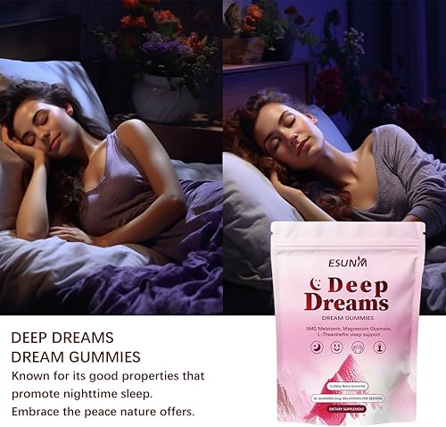Miniatura 3 de Deep Dream - Gomitas para dormir con 5 mg de melatonina, magnesio, glicinato, L-teanina para apoyo al sueño, suplemento para dormir que no forma
