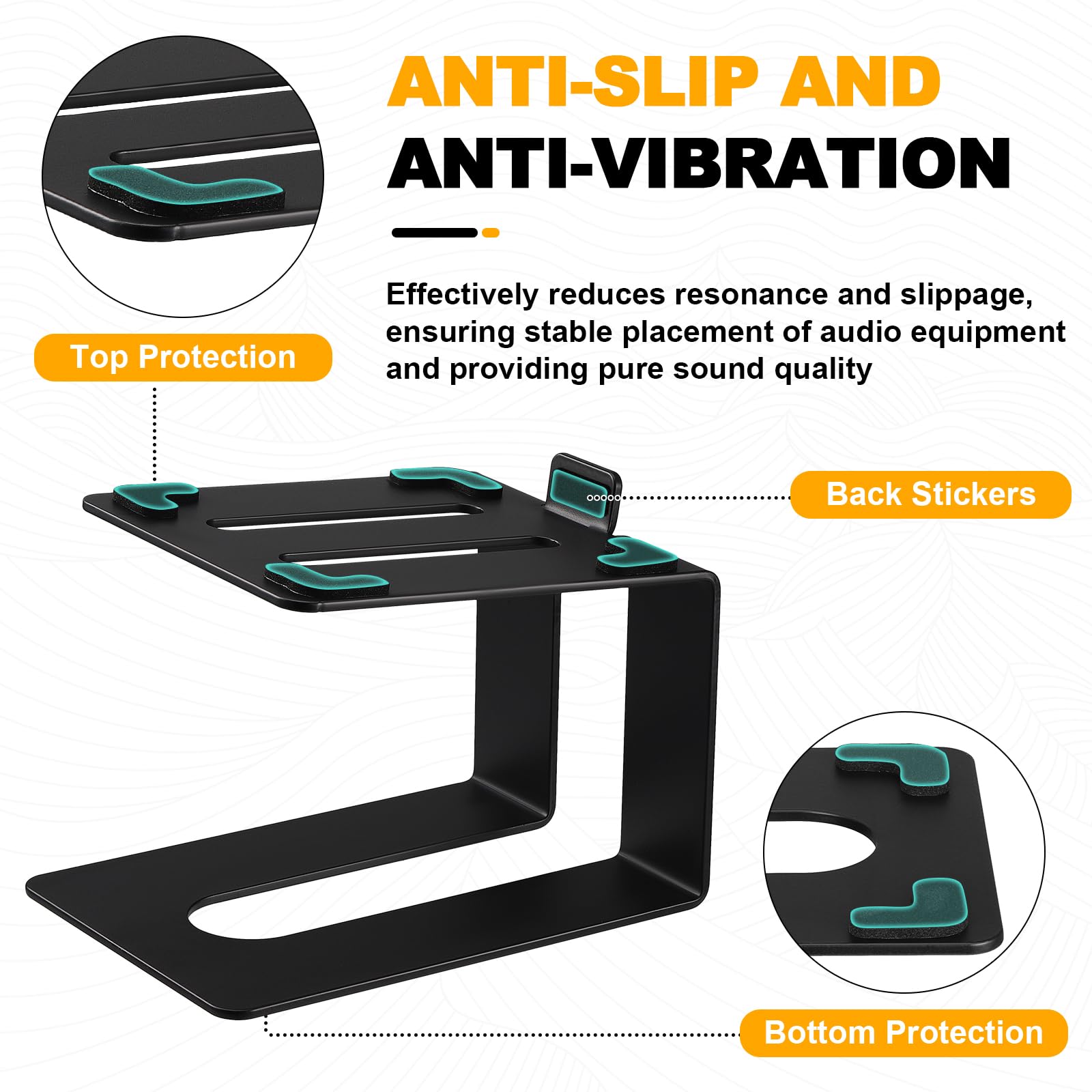Coolty Supporti per altoparlanti da scrivania, 1 paio, universali in metallo, con cuscinetti ammortizzanti, design inclinabile, supporto per altoparlanti per tavolo da gioco e tavolo PC (B)