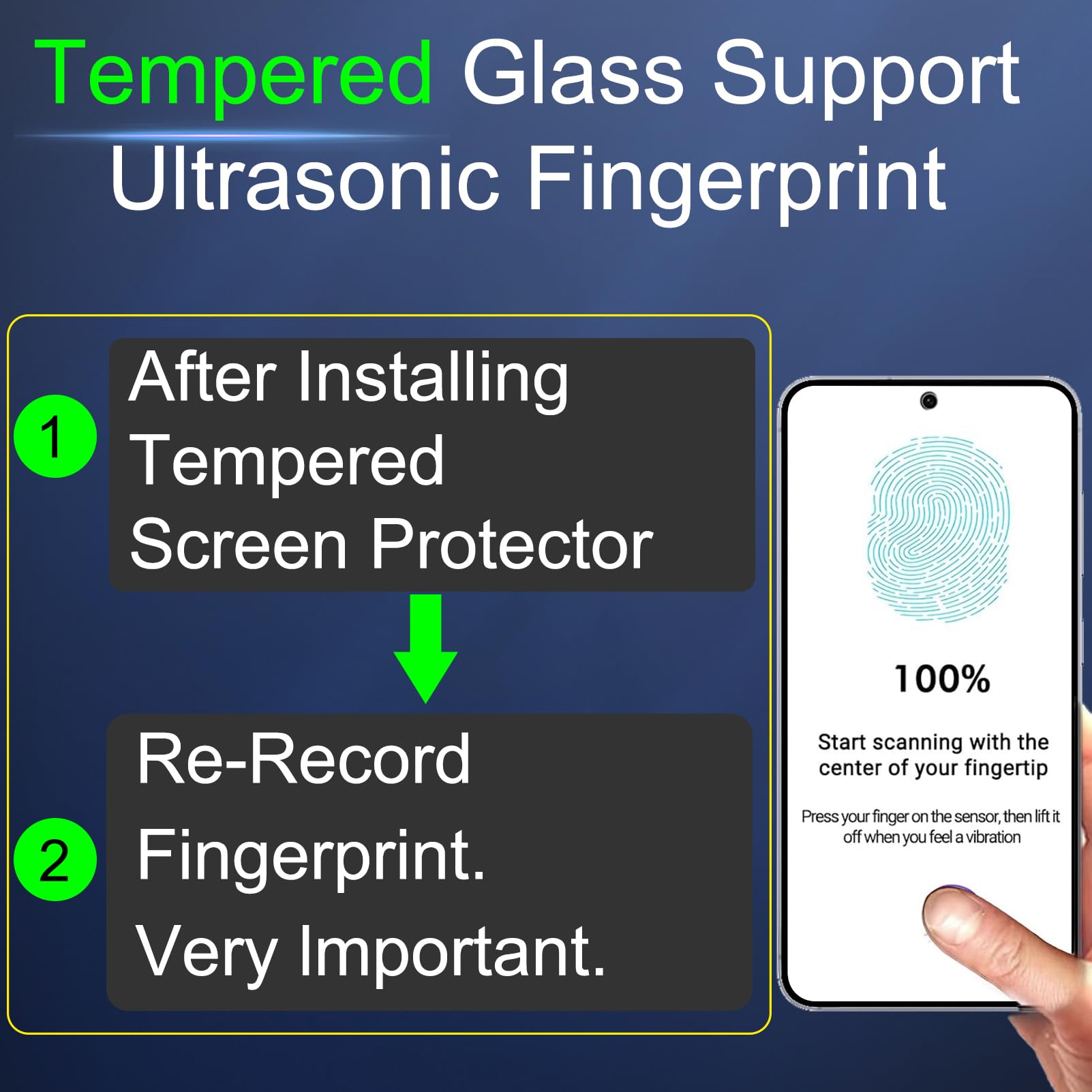 IMBZBK 3 Pezzi Pellicola Vetro Temperato per Samsung Galaxy S25 Plus/ S25+ Accessori 3 Pezzi Protezione Fotocamera, Sblocco con le Impronte Digital