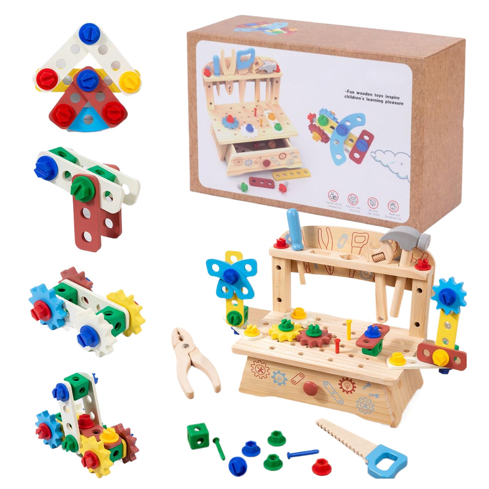 Attrezzi Giocattolo Da Piccoli Bambini E Ragazzi Giochi Di Costruzione | Set Banco Attrezzi Legno Viti Per Bambini Interno Sala Giochi Prescolari Aula Esterno Giar