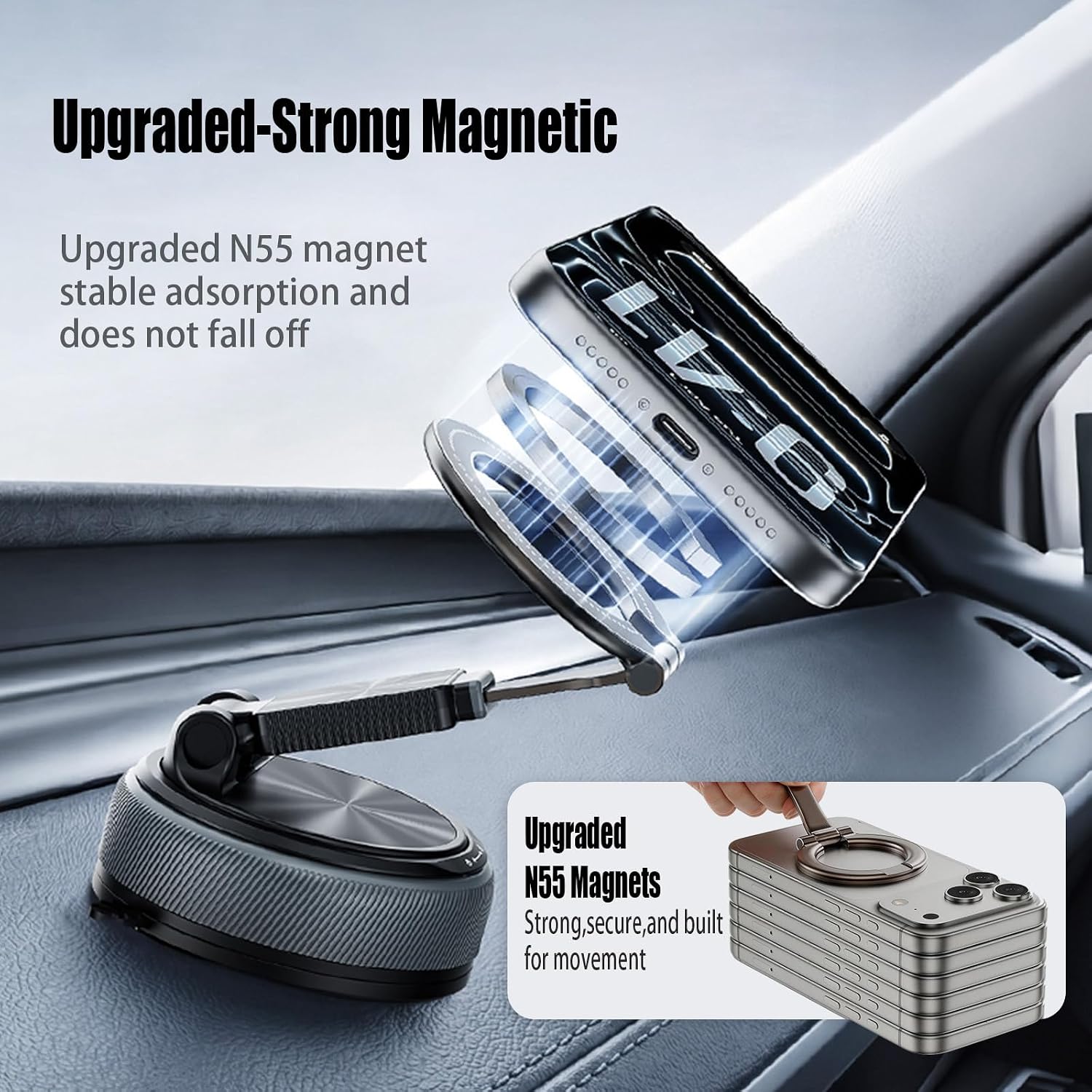 2-IN-1 Magnetic Car Phone Holder for Magsafe Car Mount for iphone-Orange image 3