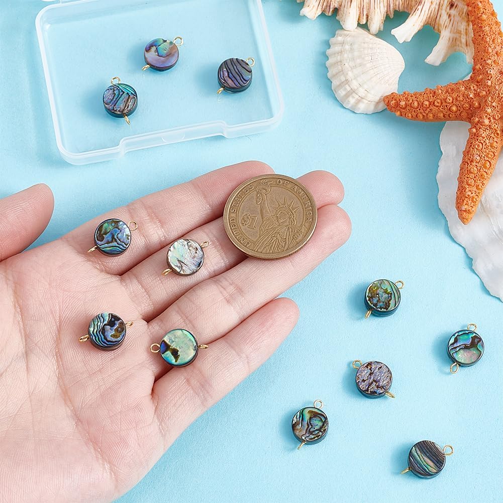 Natural Abalone Shell Charms Small Abalone Shell Connector Charms Paua Shells Pendants with 2 Metal Rings for Bracelet Necklace Earring Jewelry Making - Image 4