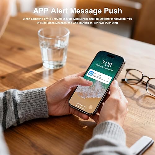 Miniatura 7 de LWOHSI Alarma inteligente para el hogar, sistemas de seguridad GSM 4G/WiFi para el hogar con sensores de ventana de puerta y sensores de movimiento,