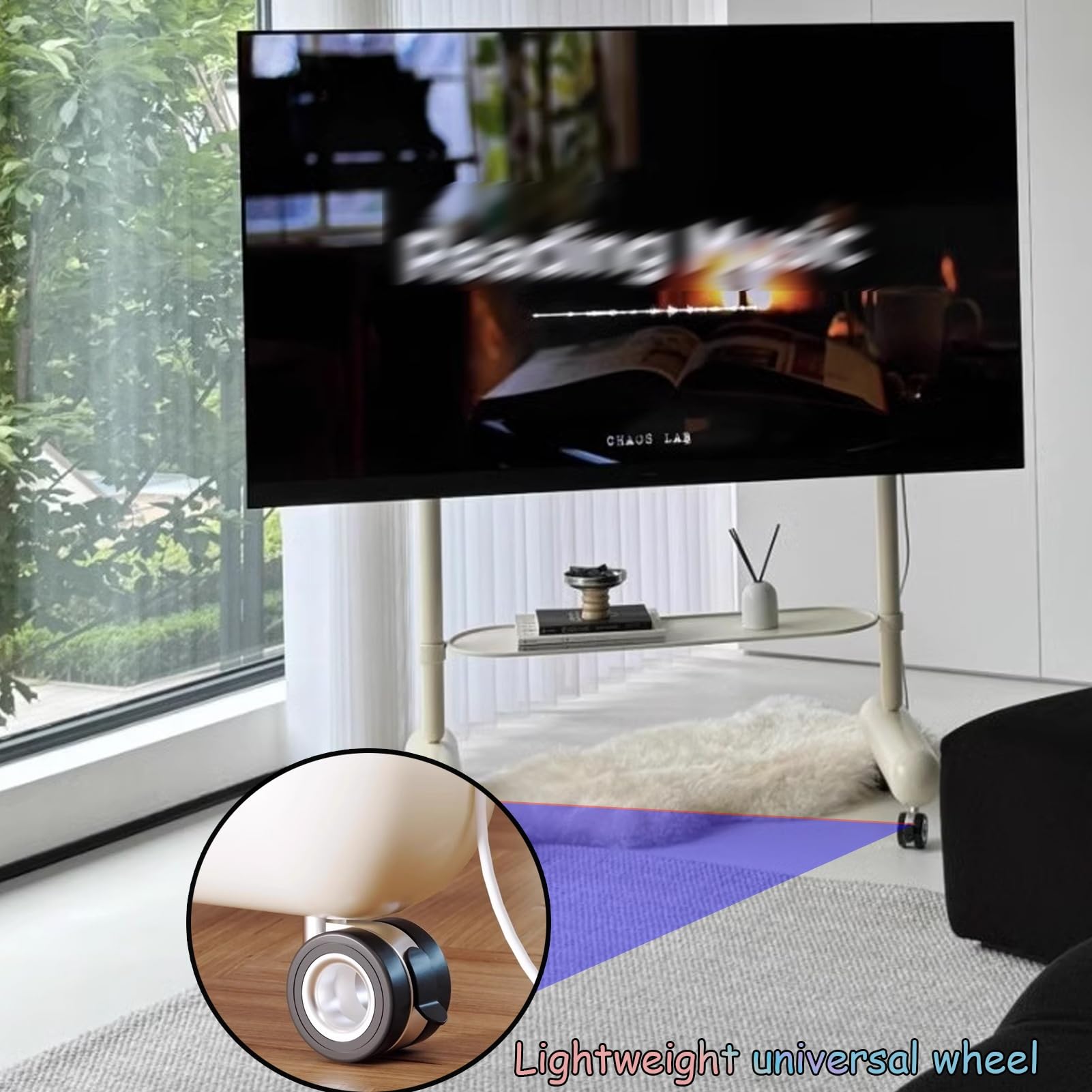 Soporte TV Pie, Carrito Portátil con Ruedas, Soporte TV Ruedas para, Altura Ajustable, Suelo con Ruedas e Inclinación, for Casa Y Oficina.(Wit,40-55 Inches)