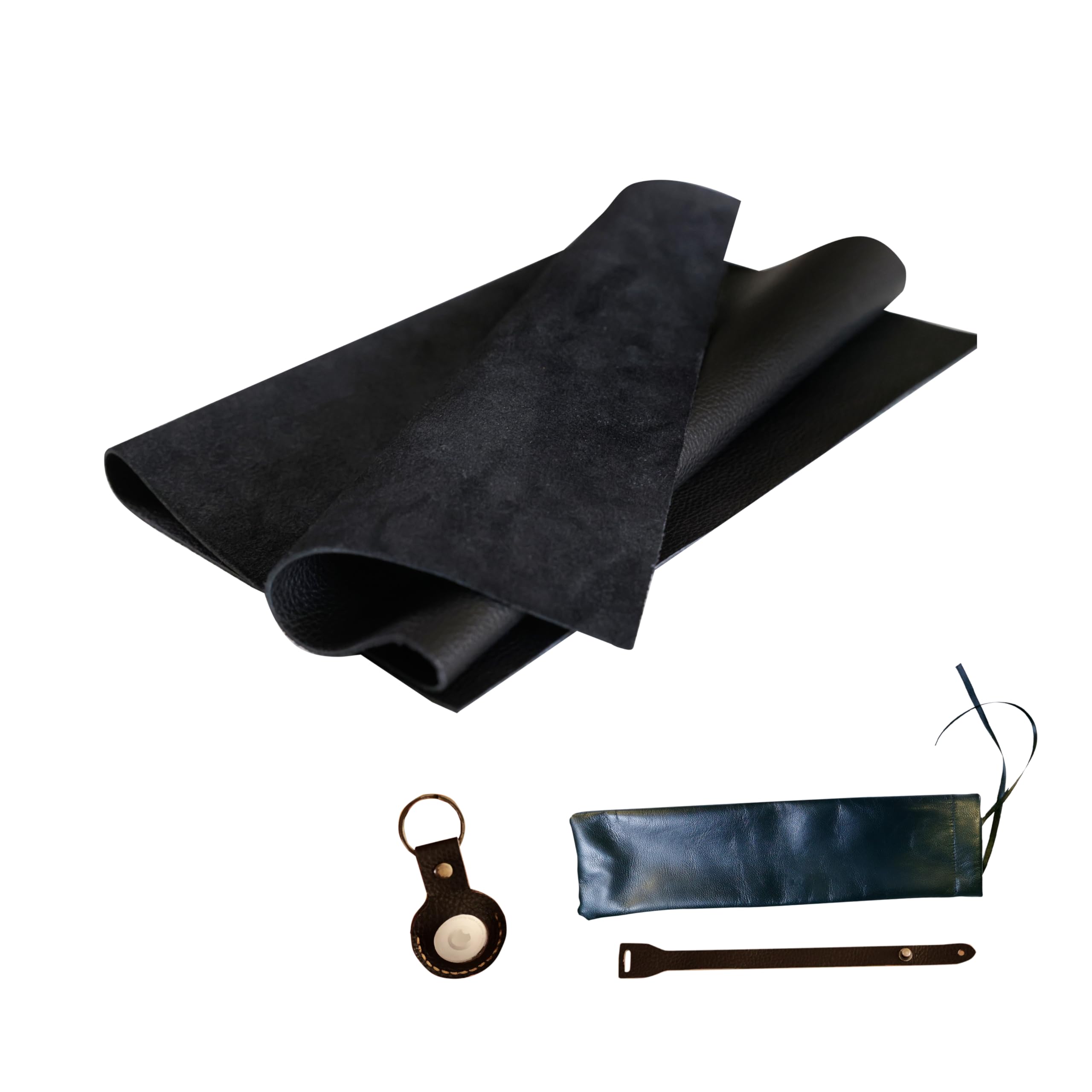 ADS Leather Hides Natural Grain Cow Leather Pre Cut Leather for Crafts Tooling Leather Square Sheets for Crafts Tooling Leather Sheets for Crafts Tooling Thickness 1.3-1.5 mm (Black, 12''x24'')
