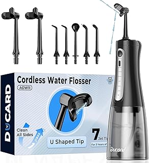 Cordless Rechargeable U-Shaped Water Flosser — 360° Deep Clean, 5 Modes, 7 Tips, 350ml