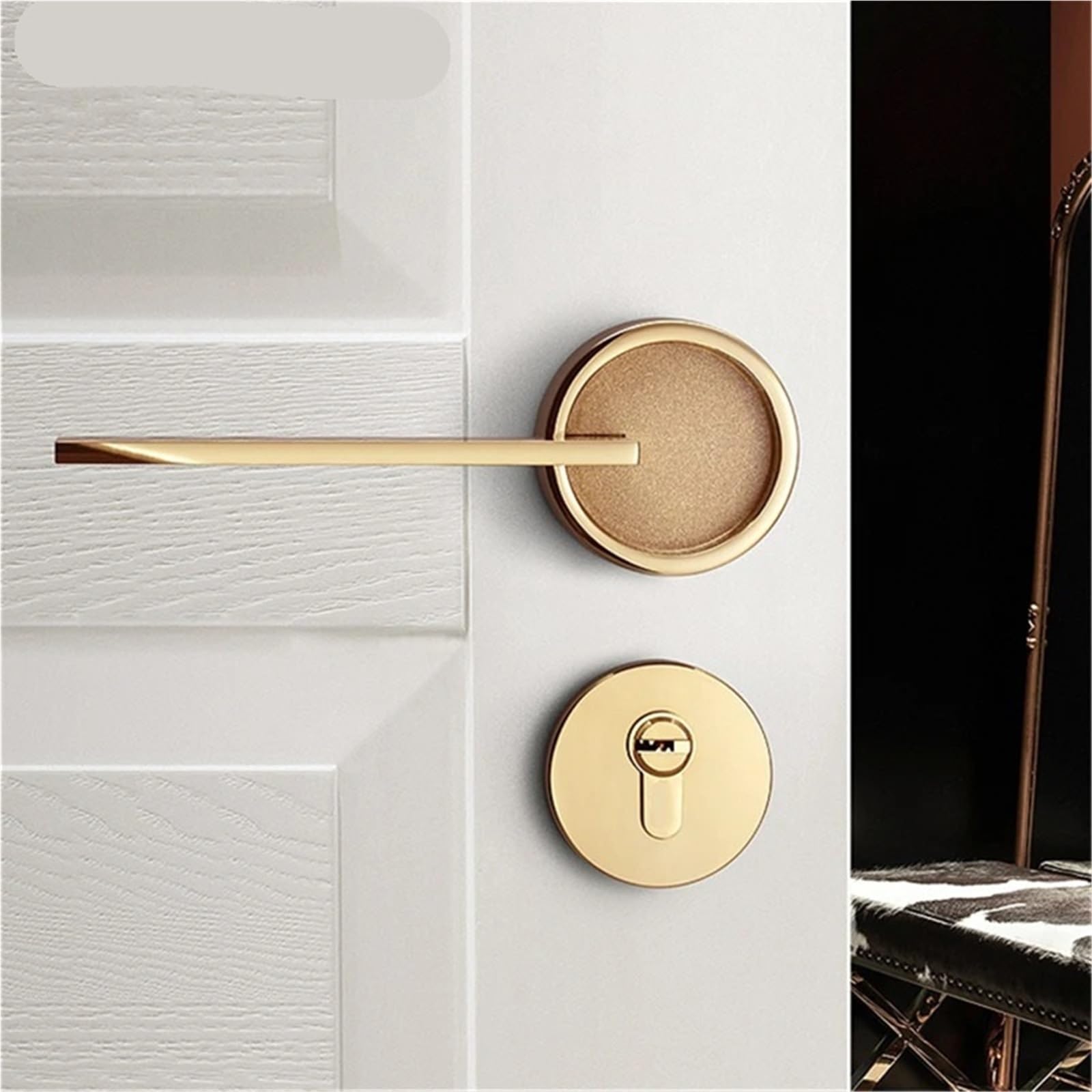Serrure de porte de chambre en zinc avec poignée fendue silencieuse
