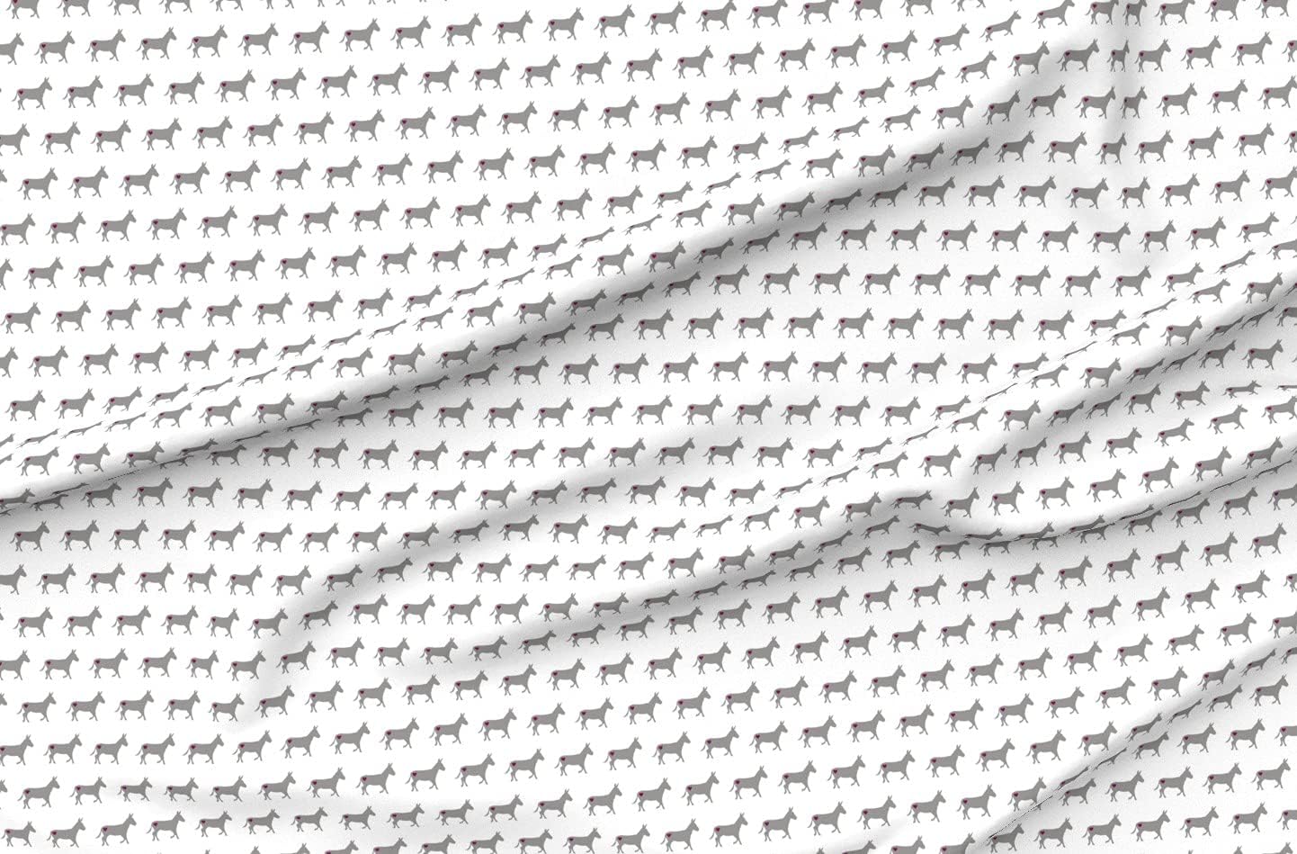 Spoonflower Fabric - Love White Donkey Heart Girly Pretty Cute Printed on Organic Cotton Sateen Fabric by The Yard - Sewing Quilting Apparel Home Decor