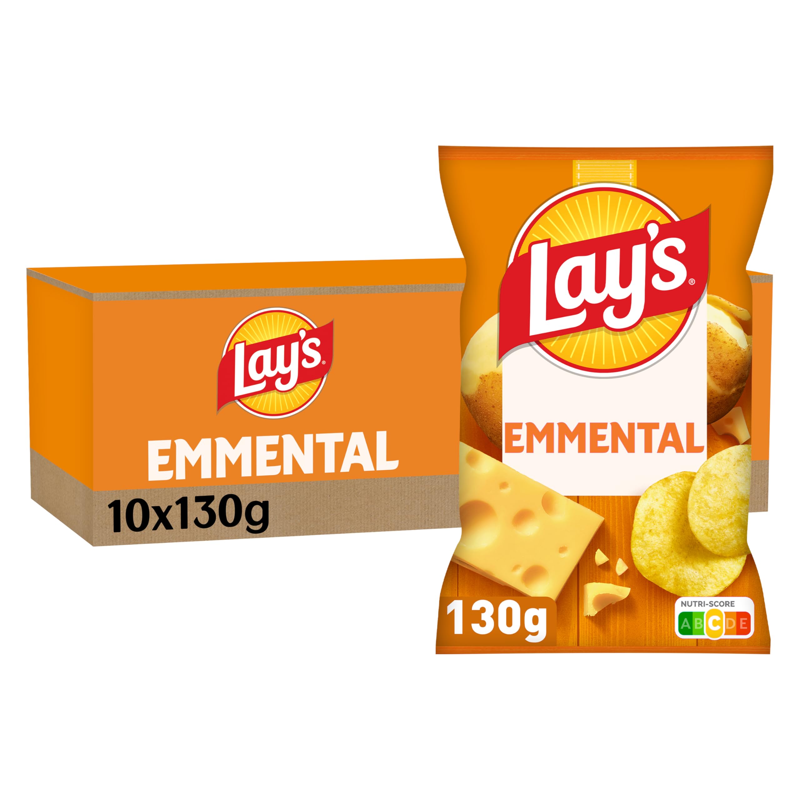 Lay's Chips Saveur Emmental 130g - Lot de 10