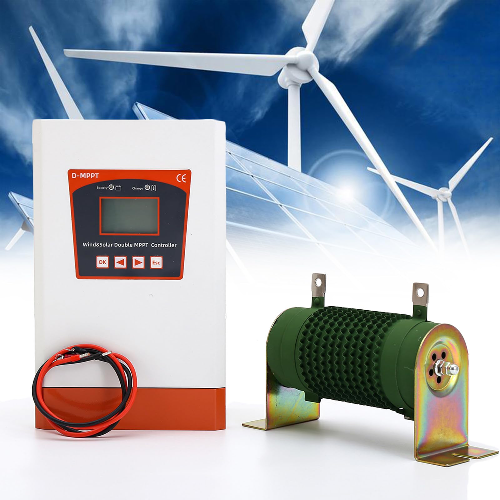 Sistema ibrido solare eolico da 12000 W con doppio regolatore di carica MPPT per identificazione automatica da 12/24 V e 24/48 V, vento da 8000 W + regolatore automatico solare da 4000 W
