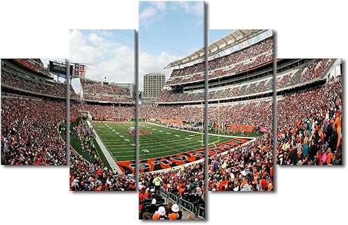 Vista 176 de Cuadros de estadios deportivos de fútbol americano de Minnesota, cuadros de vikingos, 5 paneles, lienzo para pared, arte de pared del estadio