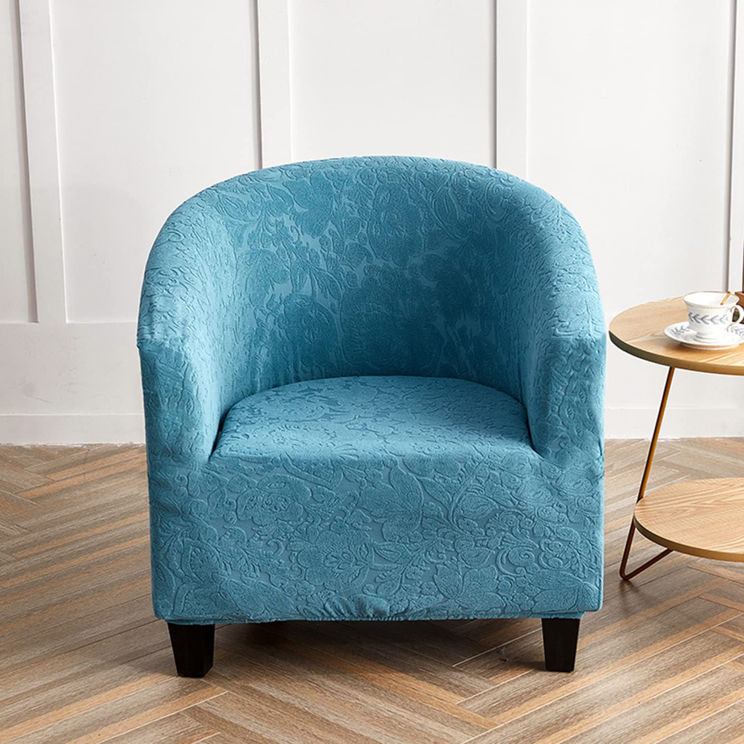 3D Jacquard Armchair Cover, Living Room Stretch Barrel Chair Cover Non Slip Washable Tub Chair Slipcover Removable Furniture Protector for Pet, Kids -blue-1-One Size