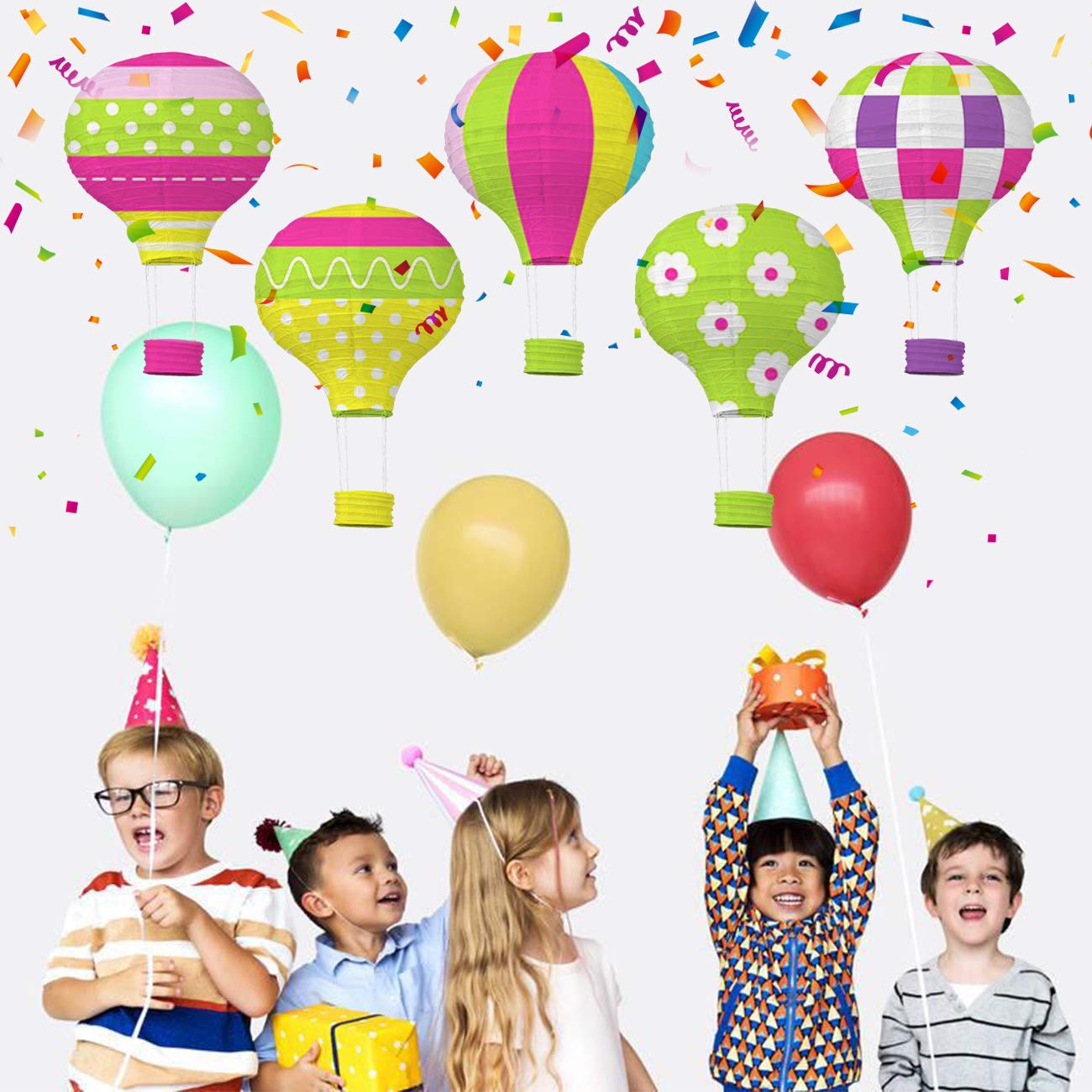 LIHAO 6pz Lanterna di Carta Mongolfiera Bianco, Decorazione per Festa, Party, Casa (30 cm)