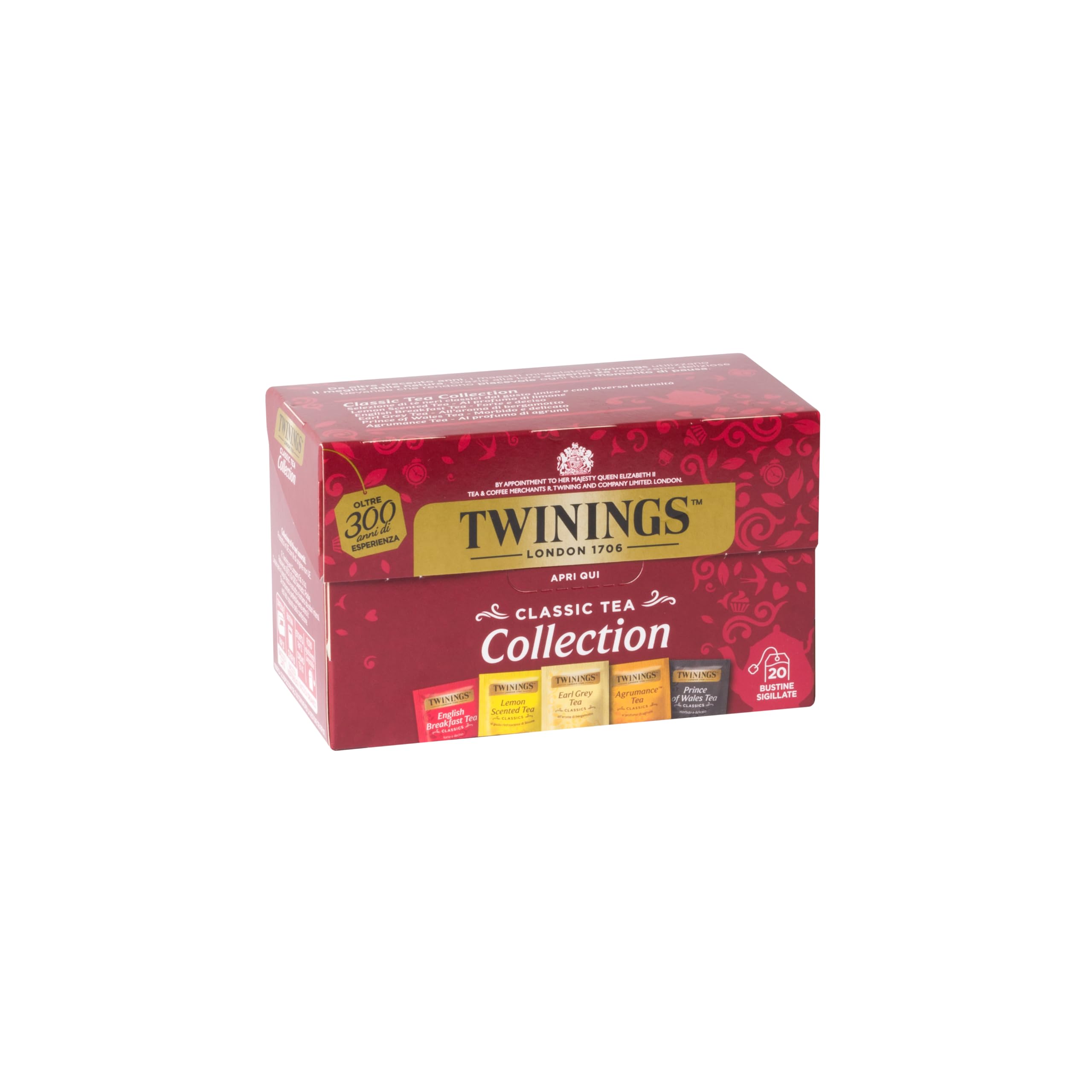 Twinings, Classic Tea Collection, Selezione di Cinque Varietà di Tè Neri, Ricette Originali con Ingredienti Naturali, Infusi e Tisane, 8 confezioni Convenienza da 20 Filtri (160 Filtri Totali)