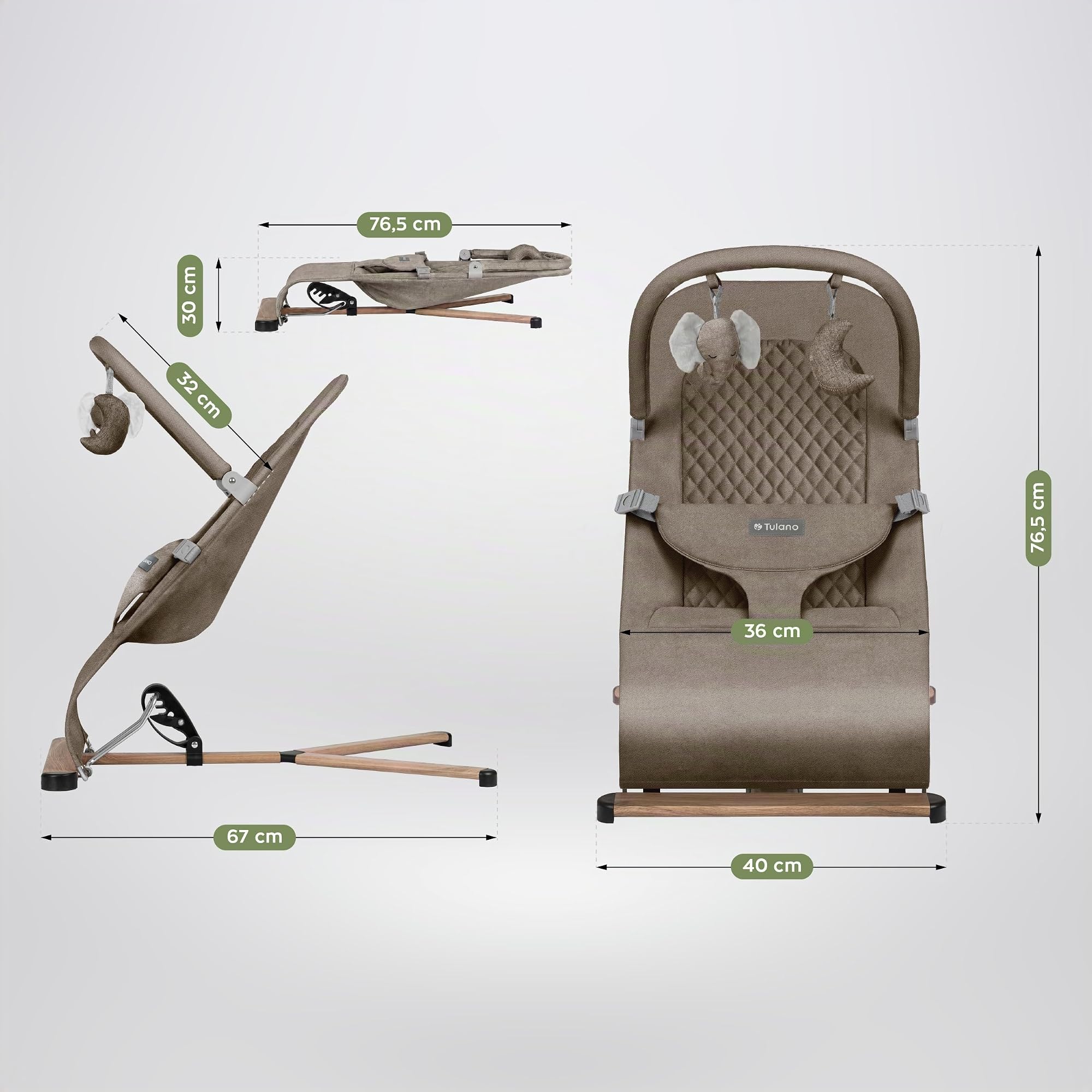 Tulano Moon 30 Ergonomische Babywippe - Babyschaukel für Kleinkinder - Beige