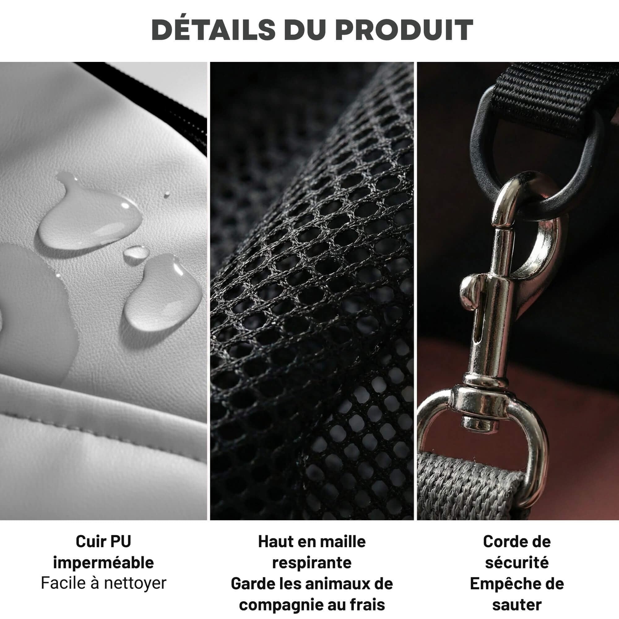 Solday Siège Auto Chat Chien Voiture 3-en-1, Panier Petit avec Laisse Sécurité & Sangles Réglables, Sac Transport Console Centrale Pliable pour Petits Chiens Chats ≤6KG, Gris