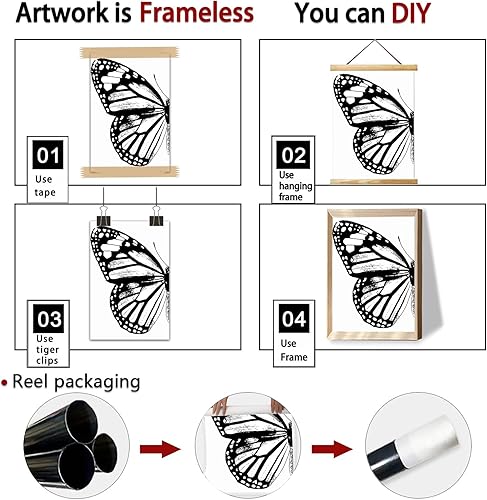 Miniatura 4 de Arte de pared de mariposa monarca, póster de ala de mariposa izquierda y derecha, mariposas vintage, impresión en lienzo de mariposas vintage en