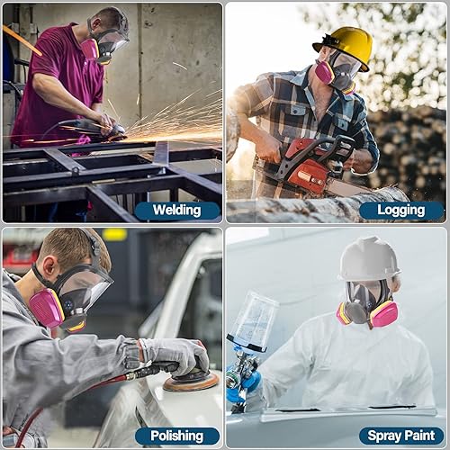 Miniatura 6 de Evkocu Máscara respiradora de cara completa con filtro 60923 cubierta de gas reutilizable máscara de vapor orgánica máscara de pintura para pintura