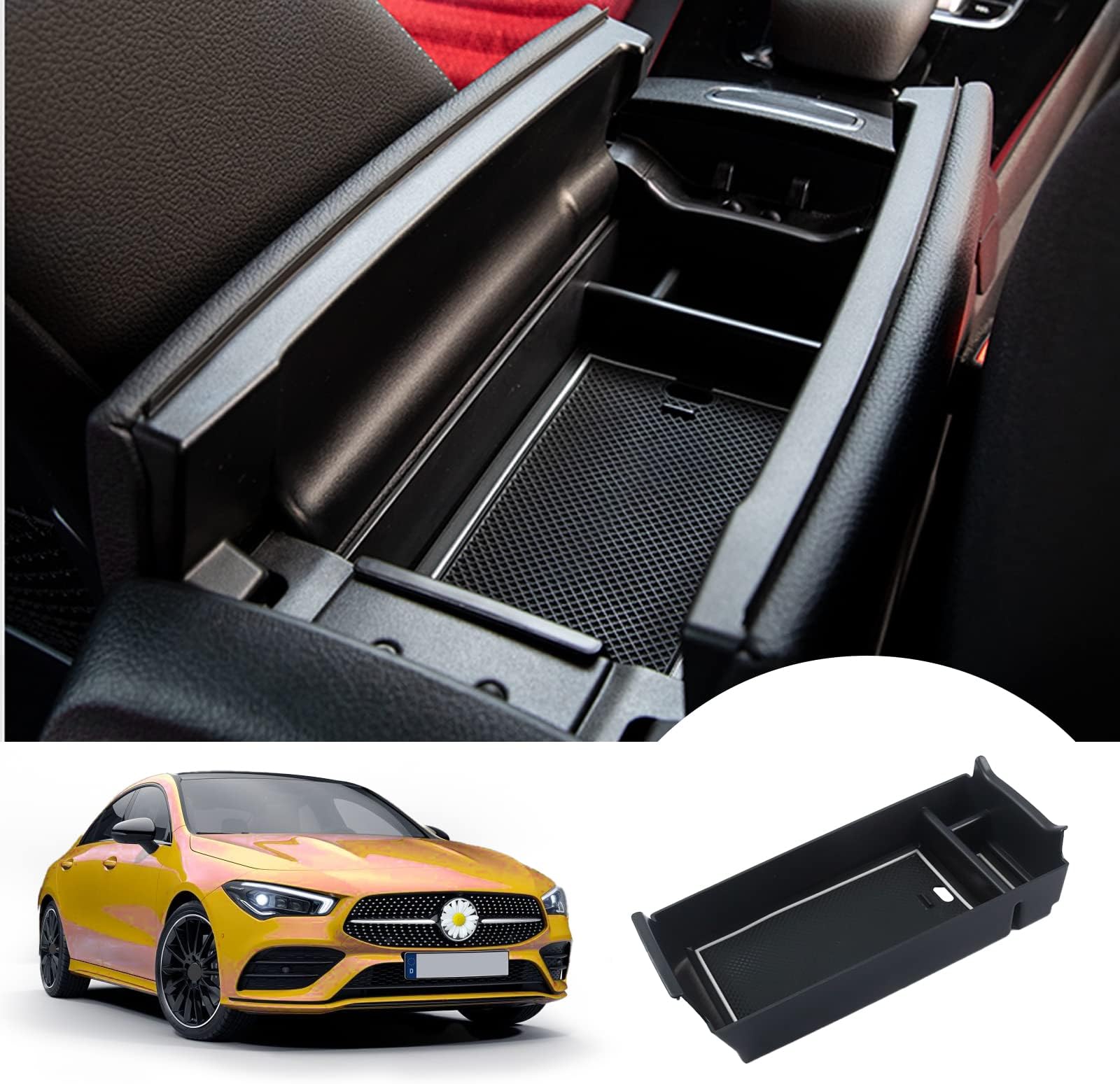 SHAOHAO Compatible with Mercedes A-Class W177/B-Class W247 /GLA H247 CLA C118 2019-2024 UK Car Centre Console Armrest Storage Box Centre Armrest Organiser Tray mercedes a class accessories(White)