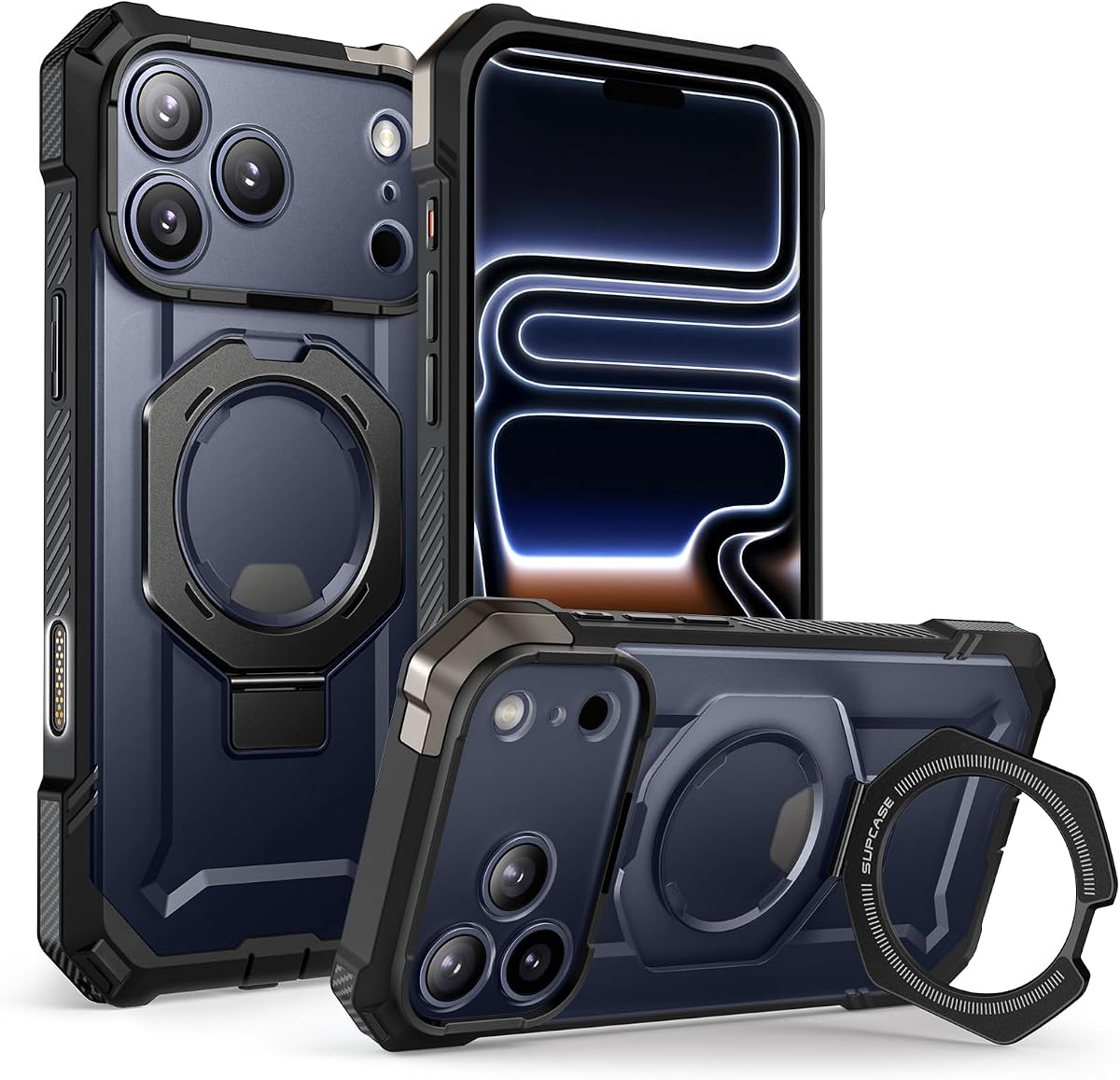 SUPCASE for iPhone 17 Pro Case with Stand & Camera Control Button, Black | Compatible with MagSafe, Military-Grade Drop Protection, Anti-Slip Grip, Heavy Duty Magnetic Phone Case, Unicorn Beetle Grip