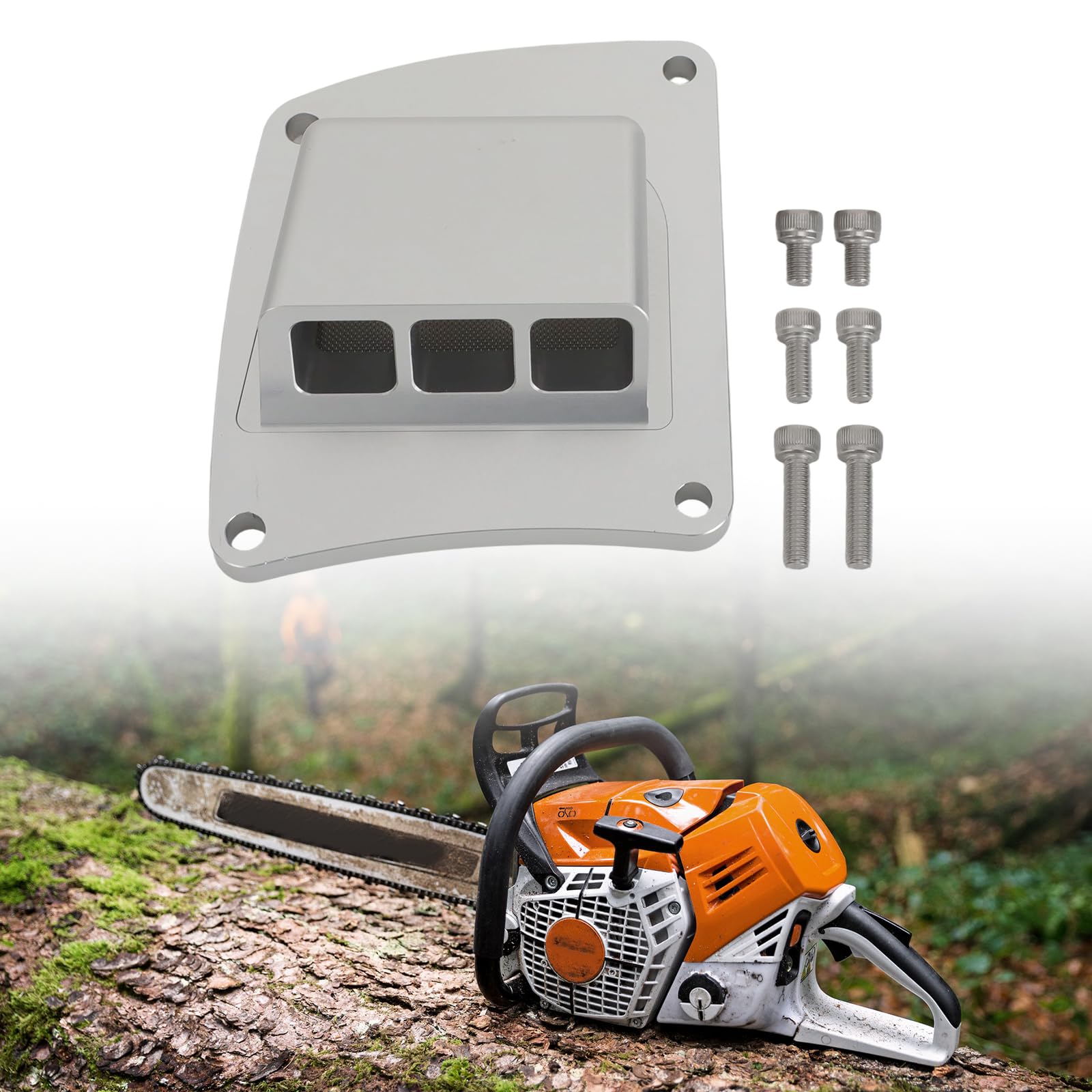 pour MS500i Performance Silencieux V2 – Boulon en alliage d'aluminium robuste – Mise à niveau Bolt-On pour tronçonneuse MS 500i – Plaque de base renforcée, vis allongées – Puissance accrue