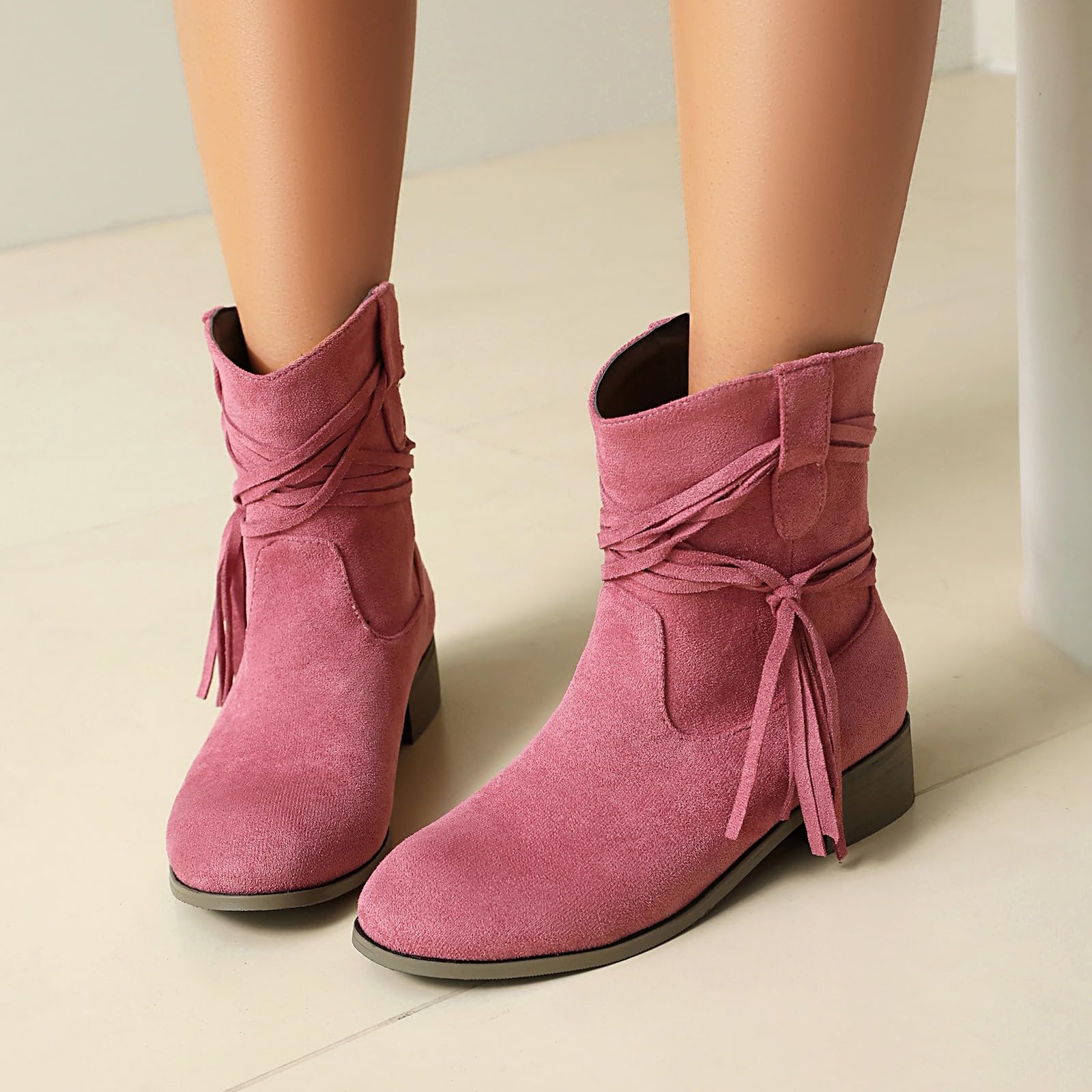 HOOUDO Stivali Donna Invernali, Stivali Texani Donna Cowboy Western Scarpe Camperos Etnici Texani Estivi retrò Eleganti con Zip Stivaletti