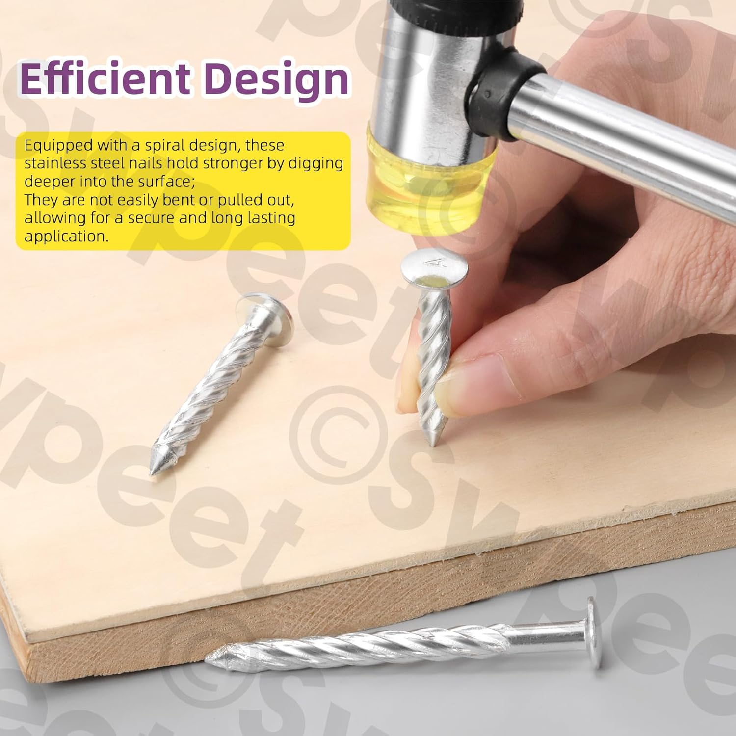 Swpeet 50Pcs 6.5 x 76mm Galvanized Thread Twist Nail Kit, Concrete Wall Nail 304 Stainless Steel Nail Cement Nail Galvanized Solid Nail Steel Nail for Woodworking