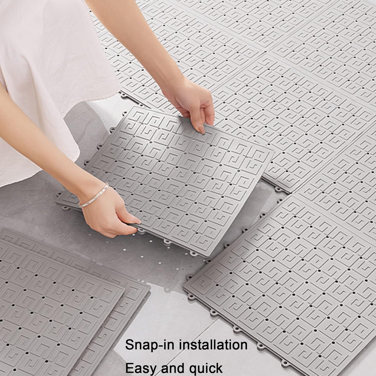 Alfombrillas Antideslizantes de PVC Estera Antideslizante de Drenaje, Estera de baño Multiusos for Empalme de área húmeda, Estera de Suelo de TPE Alfombrilla Antideslizante(Grigio,20pcs)