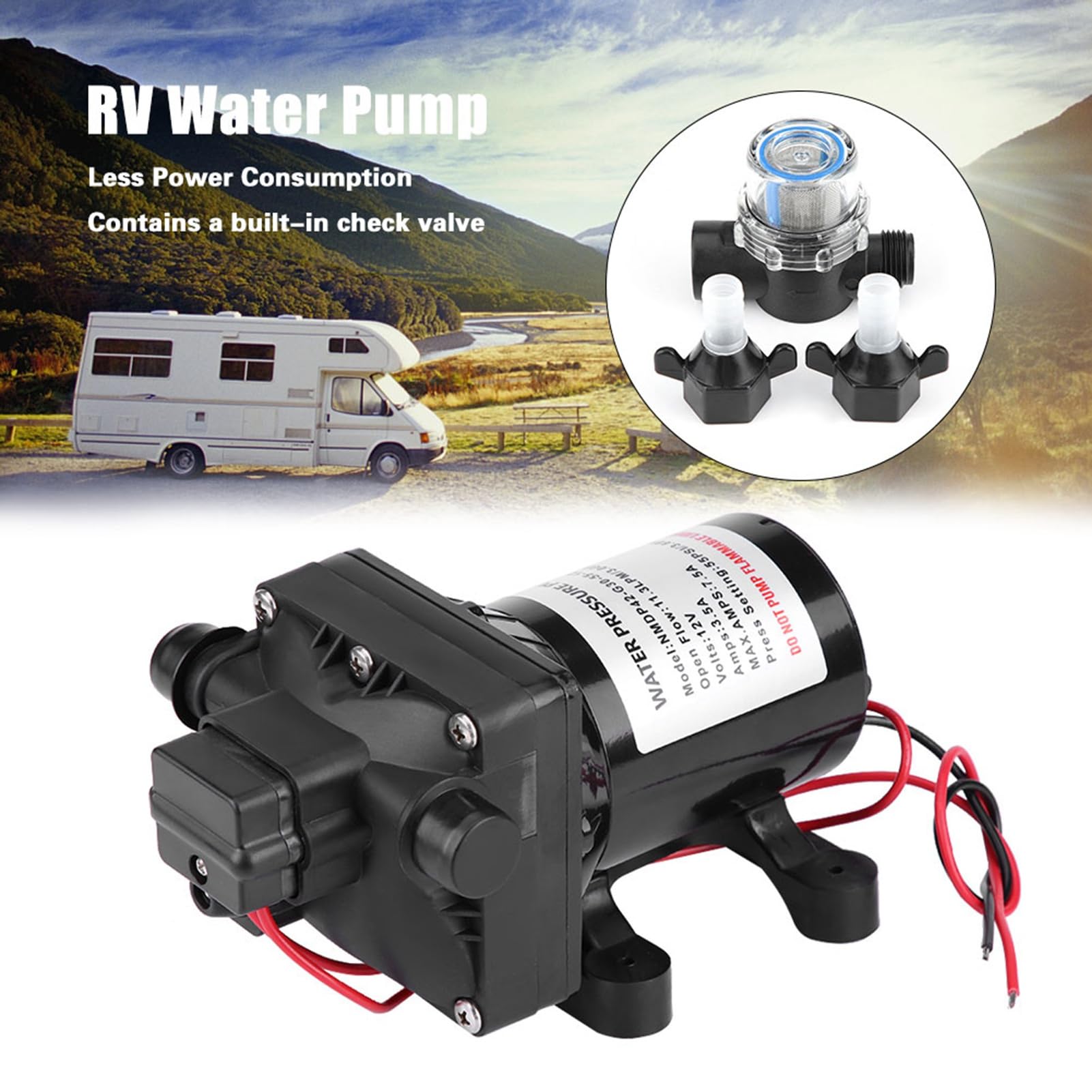 Shurflo 4008-101-E65, Erogatori di Acqua Calda e Fredda, 55 Psi 3 Galloni Al Minuto 7,5 Ampere 12 V Pompa Acqua Autoadescante per Roulotte 4008101E65