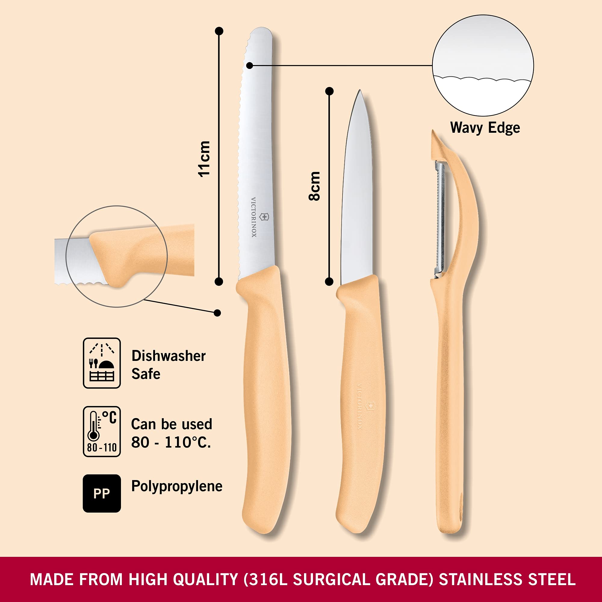 Set Coltelli Victorinox Swiss Classic 3 Pezzi - Coltello Verdura, Pomodori E Pelapatate, Rosso - Foto 12