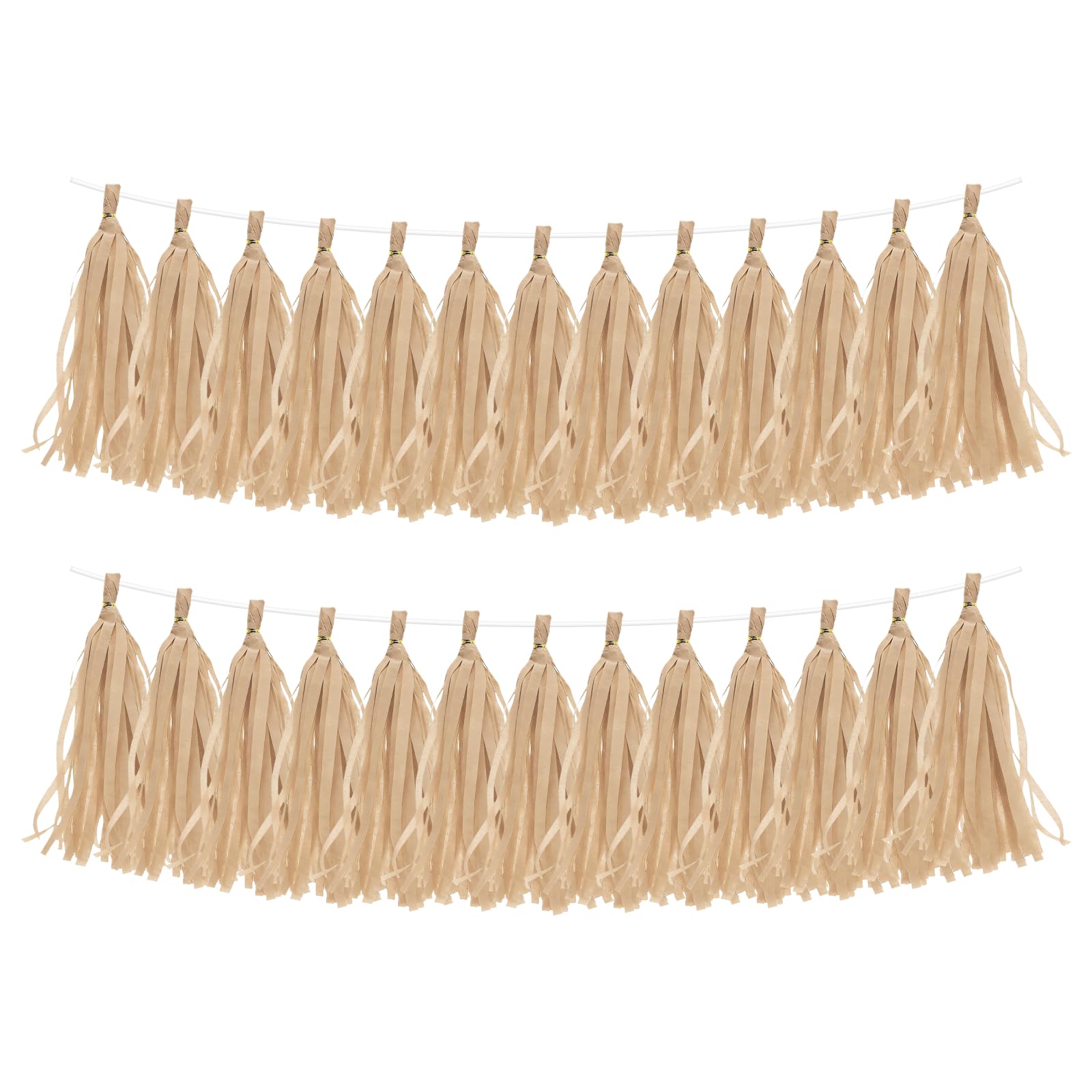 sourcing map 30Pcs Paper Tassels Garland, Tassel Garland Banner with Rope and Tie Wire for Party Decorations Wedding Decorations Football Party Engagement Decor DIY, Light Khaki — image 1