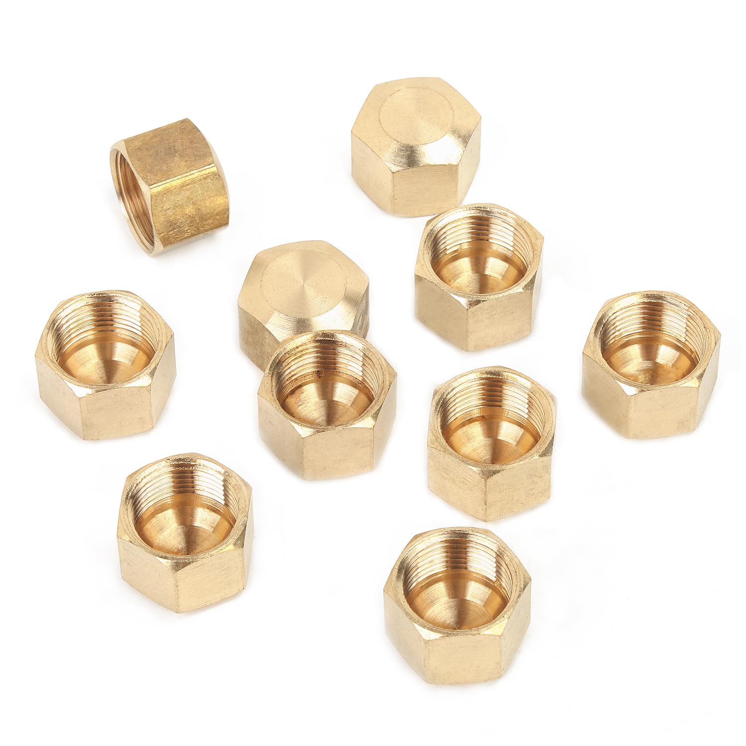 LTWFITTING Messing Kompressionskappen 1/2 Zoll – 60 Stück, Stoppventilkappe Für Rohre (Außendurchmesser 12,7 Mm)
