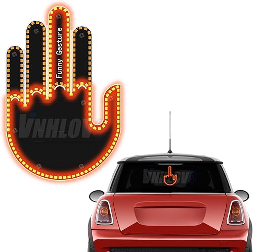 VNHLOVO Luces LED de dedo para automóvil, luz de gesto, divertidas luces de advertencia multifuncionales, luz trasera para compartimiento de