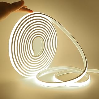 KISUFU 230V COB Neon LED Streifen, 288 LEDs/m Wasserdicht IP65 Schnitt alle 50cm, 220V LED Band Light Strip mit ON/OFF Schalter für Küche, Badezimmer, Werkbank, Die außendekoration.Naturweiß,1M